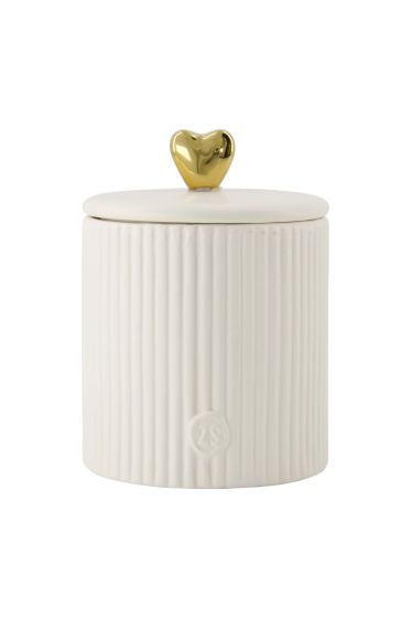 Zusss geurkaars keramiek ribbel met deksel hart M