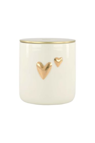 Zusss geurkaars keramiek hartjes 10x10 wit/goud