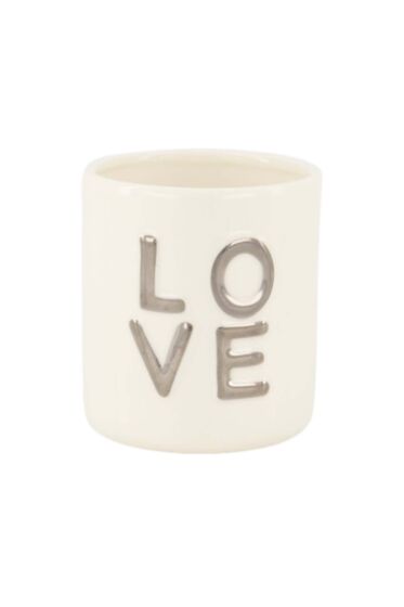Zusss geurkaars keramiek love wit/zilver