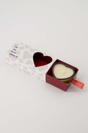 Zusss set van 2 geurkaarsjes in doosje hartje wit/