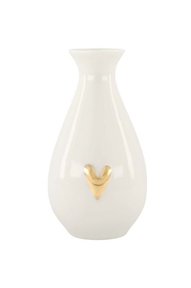 Zusss vaasje keramiek wit/goud hartje