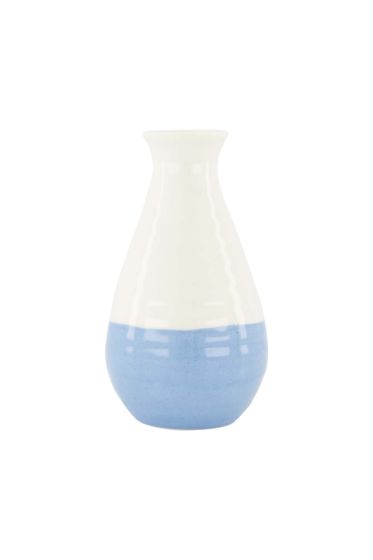 Zusss vaasje keramiek smal wit/blauw