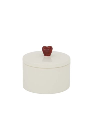 Zusss bewaarpot keramiek hartje wit/rood