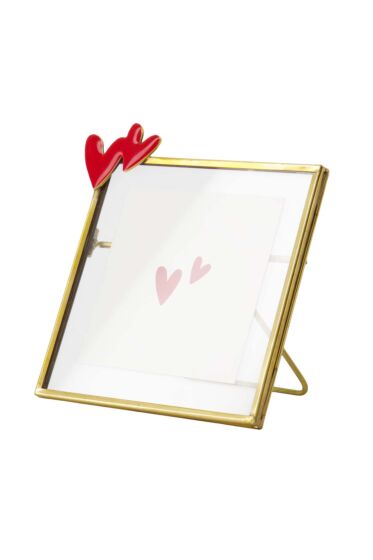 Zusss fotolijstje metaal hartjes rood/goud