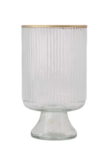 Zusss tafelvaas M op voet glas ribbel