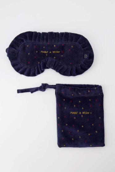 Zusss slaapmasker velvet sterren donkerblauw/goud