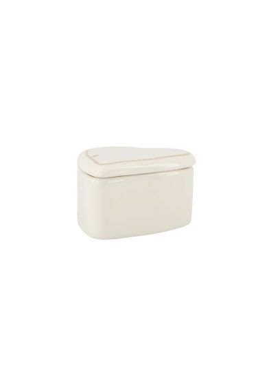Zusss potje keramiek met deksel hartje wit/goud