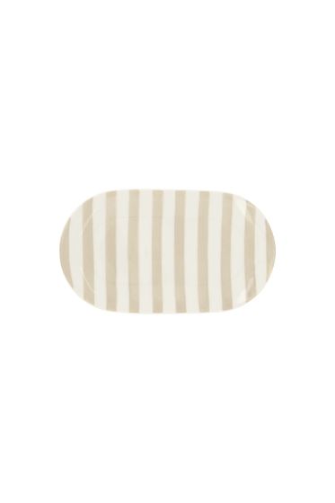 Zusss serveerschaal streep 20x11.5cm wit/zand