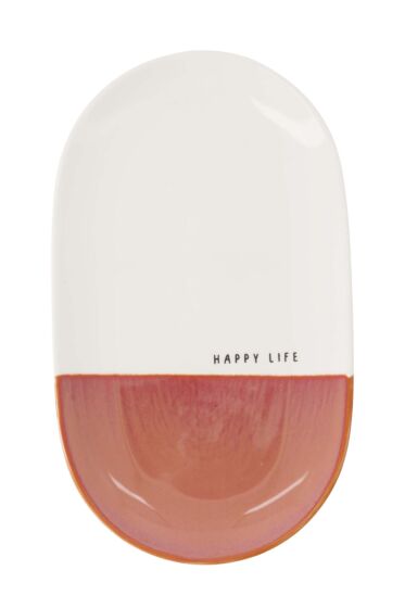 Zusss serveerschaal happy life wit/burgundy