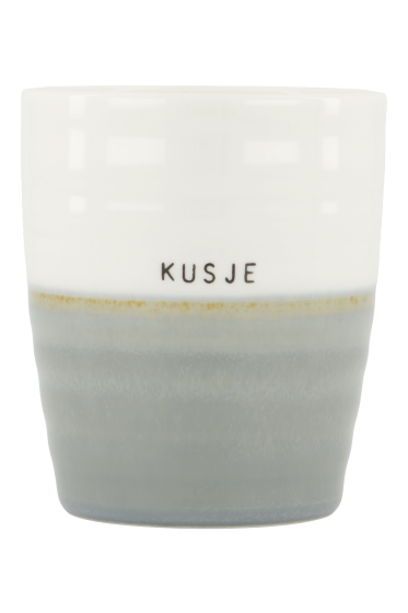 Zusss koffiemok kusje grijsblauw/wit