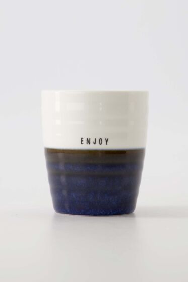 Zusss koffiemok enjoy donkerblauw/ wit