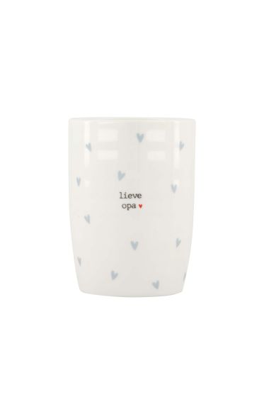Zusss koffiemok hartjes lieve opa wit/lichtblauw