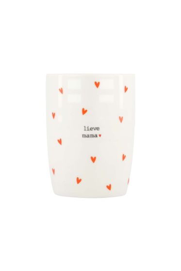 Zusss koffiemok hartjes lieve mama rood/wit