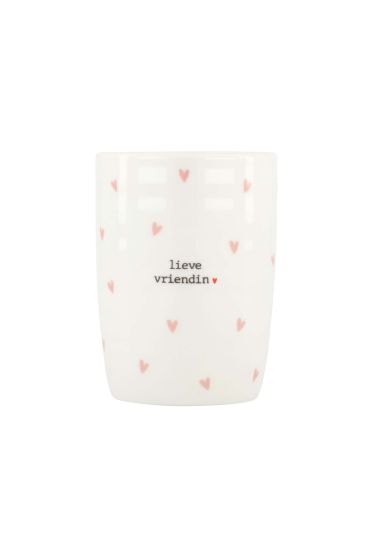 Zusss koffiemok hartjes lieve vriendin roze /wit