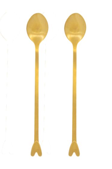 Zusss set van 2 lange lepels hartje goud