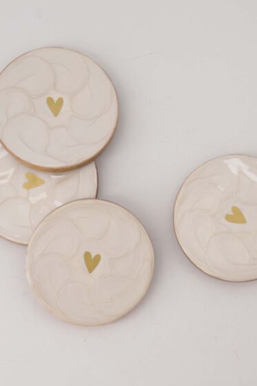 Zusss set van 4 onderzetters parelmoer hartje