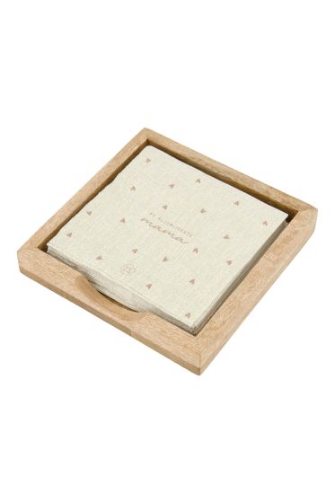 Zusss servethouder hout hartje 12.5x12.5  naturel