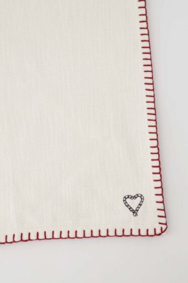 Zusss placemat hart stiksel off white/rood