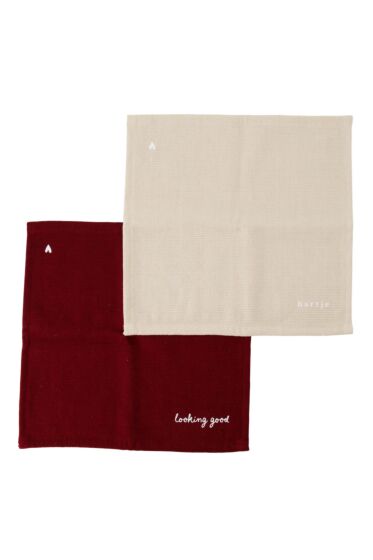 Zusss set van 2 vaatdoekjes hartje zand/port