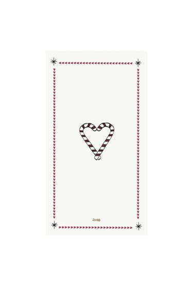 Zusss servetten rechthoek lieverd wit/donkerrood