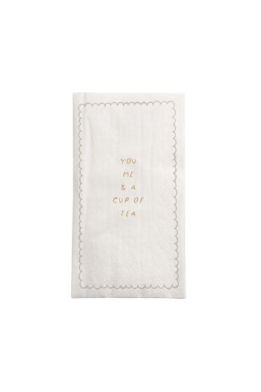 Zusss servetten rechthoek you me wit/goud