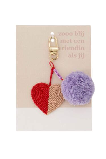 Zusss ansichtkaart tashanger pompon hart zo blij