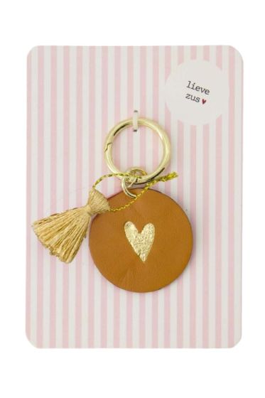 Zusss ansichtkaart sleutelhanger lieve zus roze