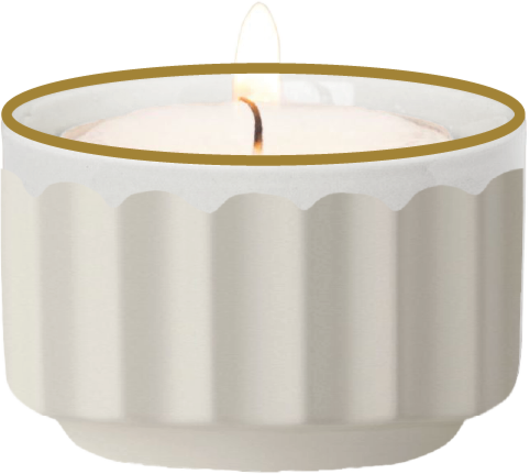 Zusss waxinelichthouder keramiek parelmoer ribbel