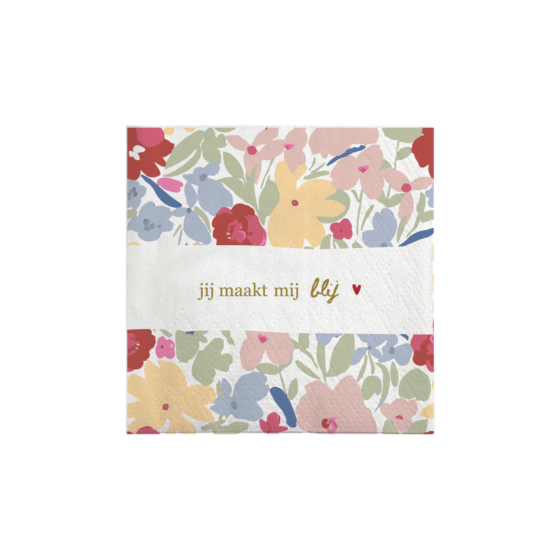 Zusss servetten vierkant bloemen jij maakt mij bli