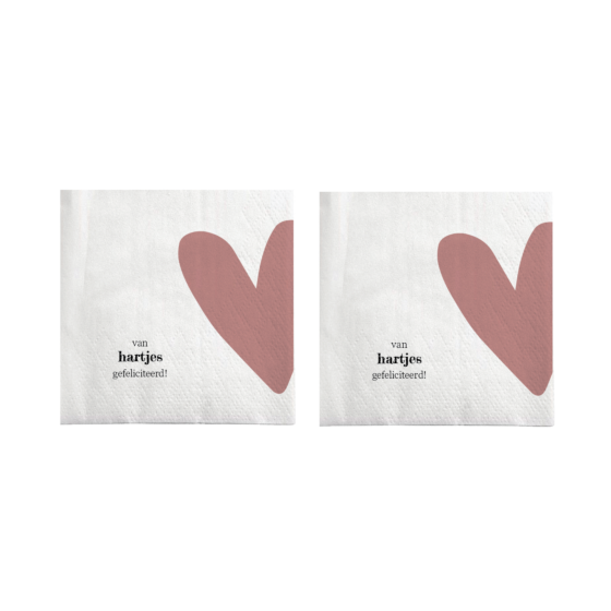  Zusss servetten vierkant van hartjes gefeliciteer